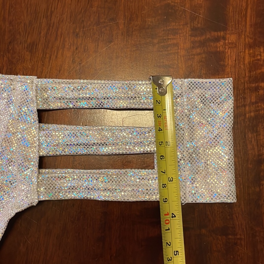 White/silver sparkly festival rave cut out booty shorts - Picture 5 of 5